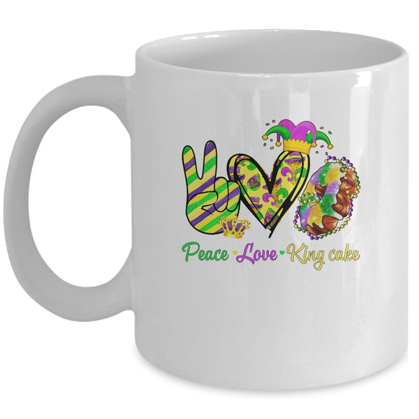 Peace Love King Cake Mardi Gras Men Women Kids Mug 11oz Mug White front 600x.jpg