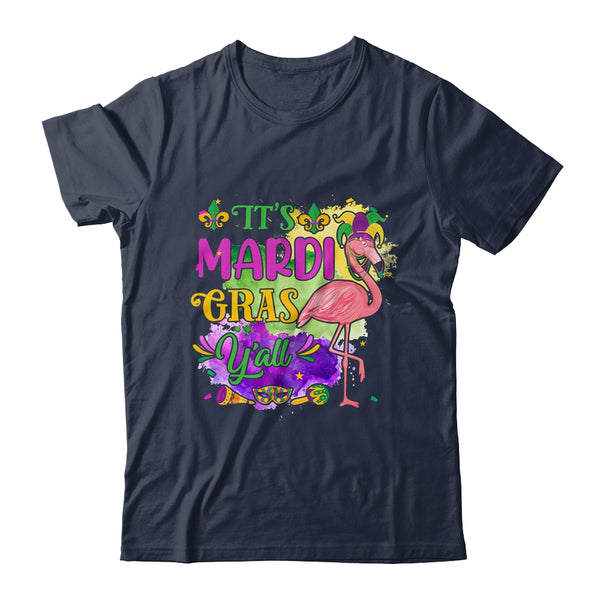 Funny Carnival Party Gift Idea Flamingo Mardi Gras Classic T Shirt Navy 600x.jpg