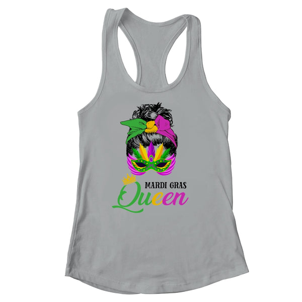 Mardi Gras Queen Carnival Costume Messy Bun Women s Ideal Racerback Tank Heather Grey 600x.jpg
