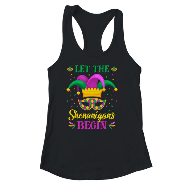 Mardi Gras Let The Shenanigans Begin Women s Ideal Racerback Tank Black 600x.jpg