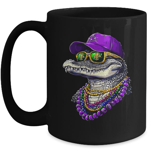 Mardigator Mardi Gras Alligator Costume Men Women Party 2025 Mug 15oz Mug Black front 600x.jpg
