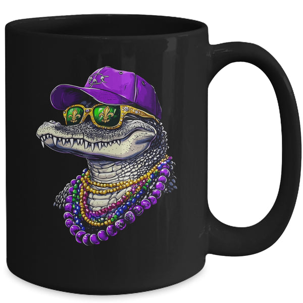 Mardigator Mardi Gras Alligator Costume Men Women Party 2025 Mug 15oz Mug Black back 600x.jpg