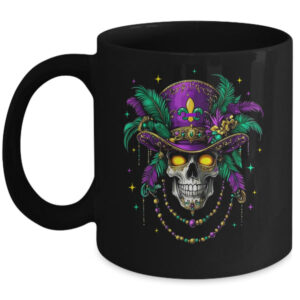 Mardi Gras Costume Sugar Skull Carnival New Orleans Trip Mug 11oz Mug Black front 600x.jpg