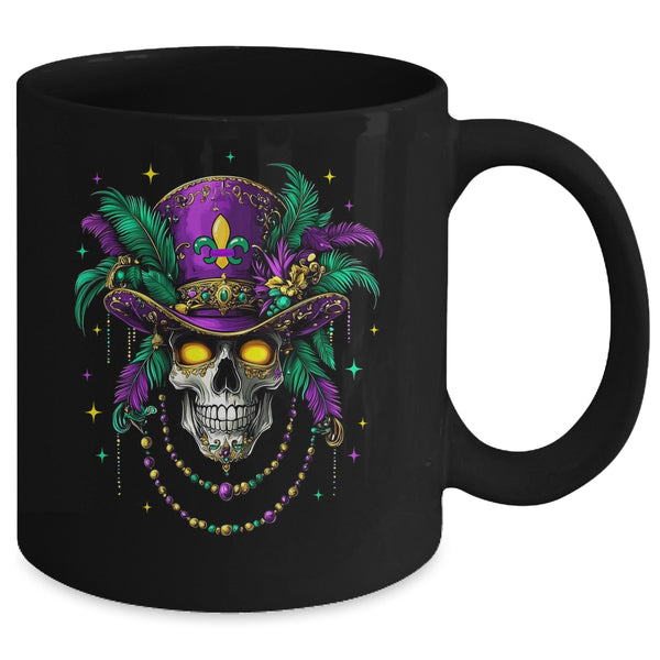 Mardi Gras Costume Sugar Skull Carnival New Orleans Trip Mug 11oz Mug Black back 600x.jpg