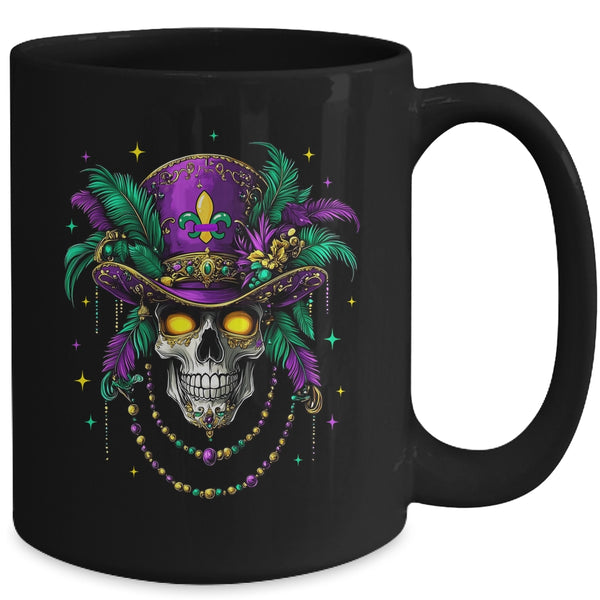 Mardi Gras Costume Sugar Skull Carnival New Orleans Trip Mug 15oz Mug Black back 600x.jpg