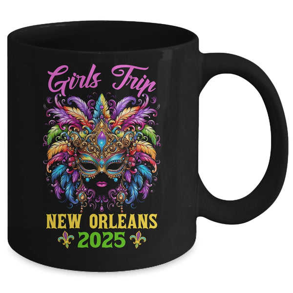 Girls Trip New Orleans 2025 Women Girl Mardi Gras Mask Beads Mug 11oz Mug Black back 600x.jpg