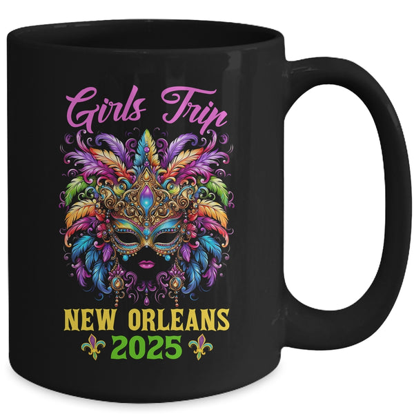 Girls Trip New Orleans 2025 Women Girl Mardi Gras Mask Beads Mug 15oz Mug Black back 600x.jpg