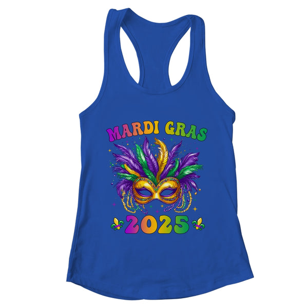 Mardi Gras 2025 Mask Feathers Mardi Gras Family Costume Cute Shirt Tank Top Women s Ideal Racerback Tank Royal 600x.jpg