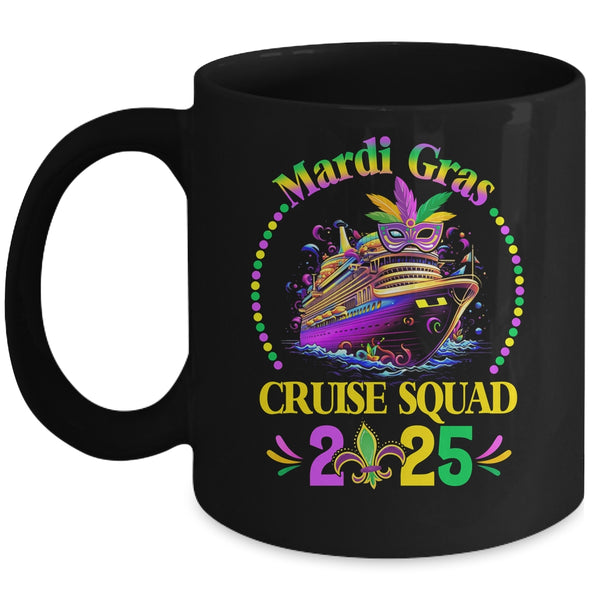 Mardi Gras Cruise 2025 Ship Family Matching Trip Costume Mug 11oz Mug Black front 600x.jpg