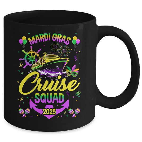 Mardi Gras Cruise Squad 2025 Family Matching Group Vacation Mug 11oz Mug Black back 600x.jpg