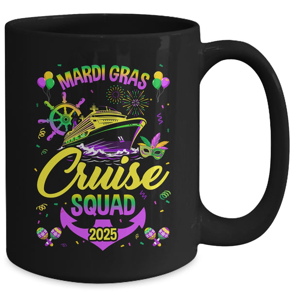 Mardi Gras Cruise Squad 2025 Family Matching Group Vacation Mug 15oz Mug Black back 600x.jpg