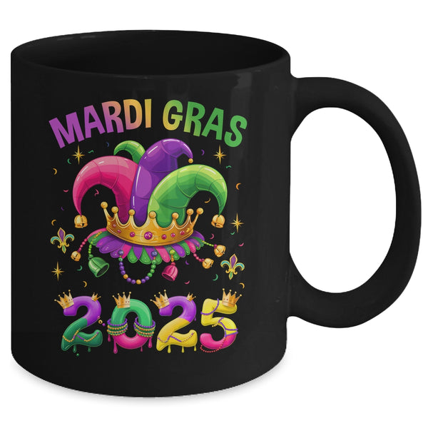 Mardi Gras 2025 Jester Outfit Kids Girls Boys Men Women Mug 11oz Mug Black back 600x.jpg
