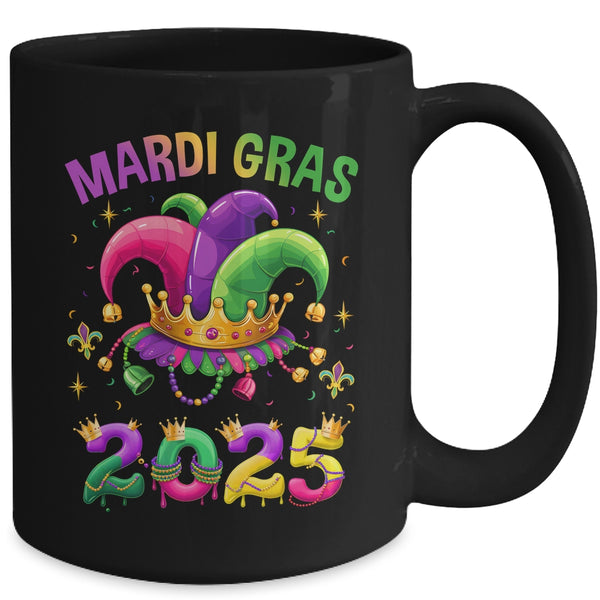Mardi Gras 2025 Jester Outfit Kids Girls Boys Men Women Mug 15oz Mug Black back 600x.jpg