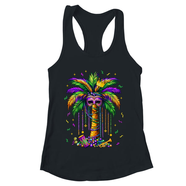 Mardi Gras Palm Tree Hawaiian Tropical Party Men Women Shirt Tank Top Women s Ideal Racerback Tank Dark Grey 600x 1.jpg