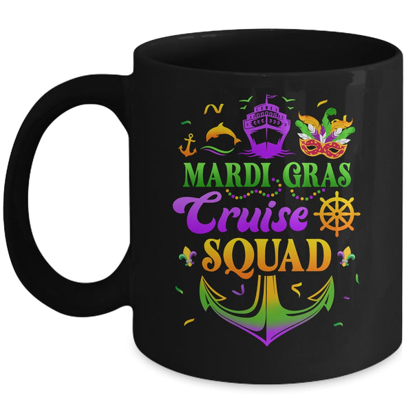 Mardi Gras Cruise Squad Matching Group Family Vacation 2024 Mug 11oz Mug Black front 600x.jpg