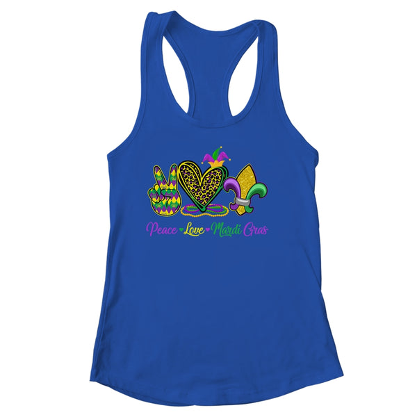Peace Love Mardi Gras Beads For Women Carnival Parade Women s Ideal Racerback Tank Royal 600x.jpg