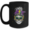 Messy Bun Hair Skull Mardi Gras Party For Women Mug 15oz Mug Black front 600x.jpg