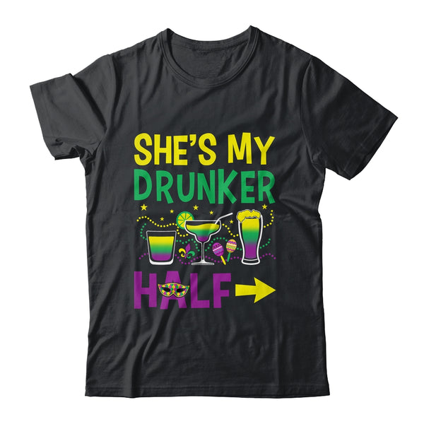 She s My Drunker Half Matching Couple Boyfriend Mardi Gras Classic T Shirt Black 600x.jpg