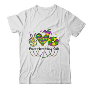 Peace Love King Cake Mardi Gras For Men Women Kids Classic T Shirt White 600x.jpg