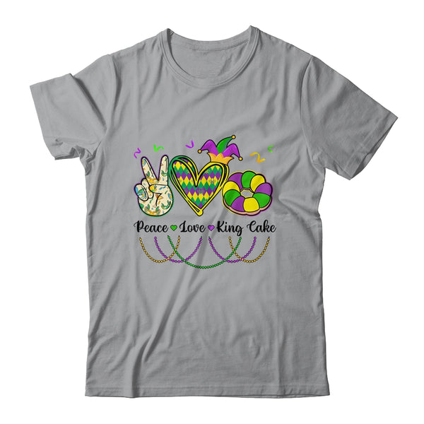 Peace Love King Cake Mardi Gras For Men Women Kids Classic T Shirt Sport Grey 600x.jpg