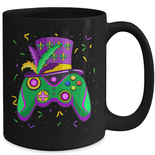 Mardi Gras Gamer Kids Gaming Boys Costume Mug 15oz Mug Black back 600x.jpg