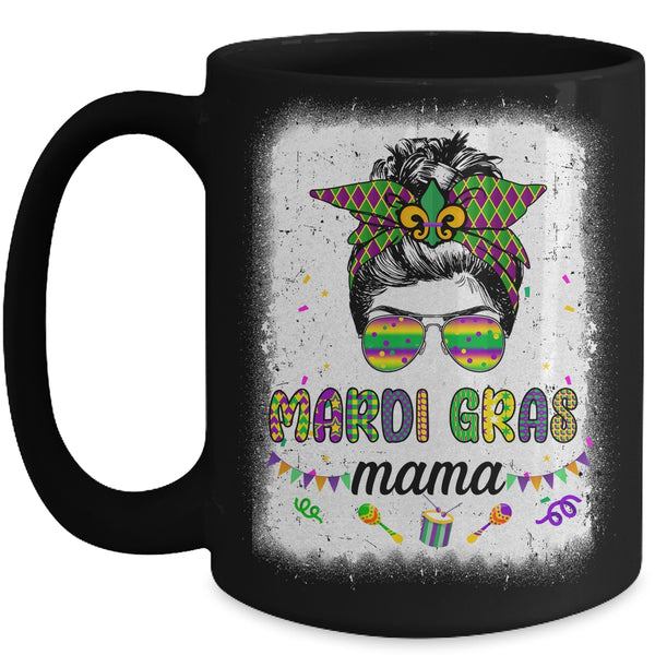 Messy Bun Hair Glasses New Orleans Carnival Mardi Gras Mama Mug 15oz Mug Black front 600x.jpg