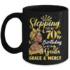 Stepping Into My 70th Birthday Afro Woman Religious Birthday Mug 11oz Mug Black front 600x.jpg