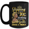 Stepping Into My 70th Birthday Afro Woman Religious Birthday Mug 15oz Mug Black front 600x.jpg
