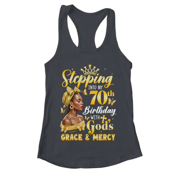 Stepping Into My 70th Birthday Afro Woman Religious Birthday Shirt Tank Top Women s Ideal Racerback Tank Black 600x.jpg