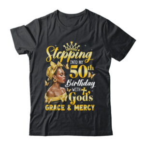 Stepping Into My 50th Birthday Afro Woman Religious Birthday Shirt Tank Top Classic T Shirt Black 600x.jpg