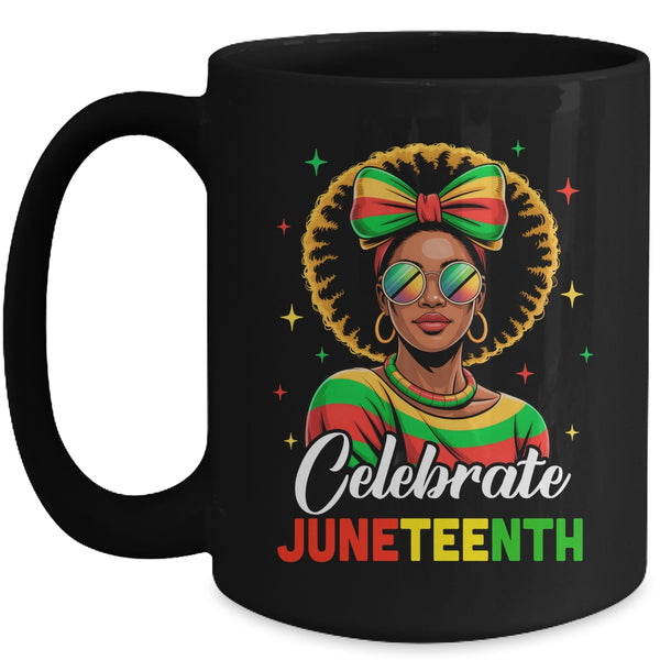 Miss Juneteenth Freedom Black American African Women Girl Mug 15oz Mug Black front 600x 1.jpg