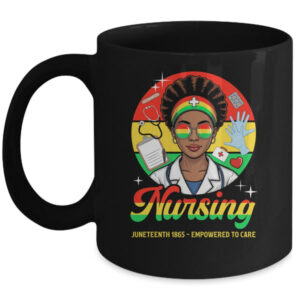 Juneteenth Nurse Pride Afro American Healthcare Worker Mug 11oz Mug Black front 600x 1.jpg