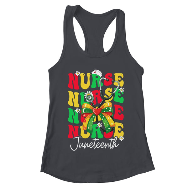 Juneteenth Nurse Groovy African Scrubs Top Bow Black Women Shirt Tank Top Women s Ideal Racerback Tank Black 600x 2.jpg