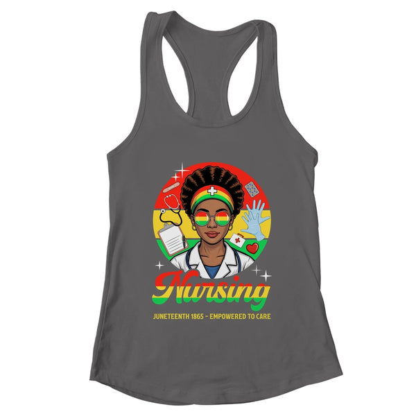 Juneteenth Nurse Pride Afro American Healthcare Worker Shirt Tank Top Women s Ideal Racerback Tank Dark Grey 600x 1.jpg