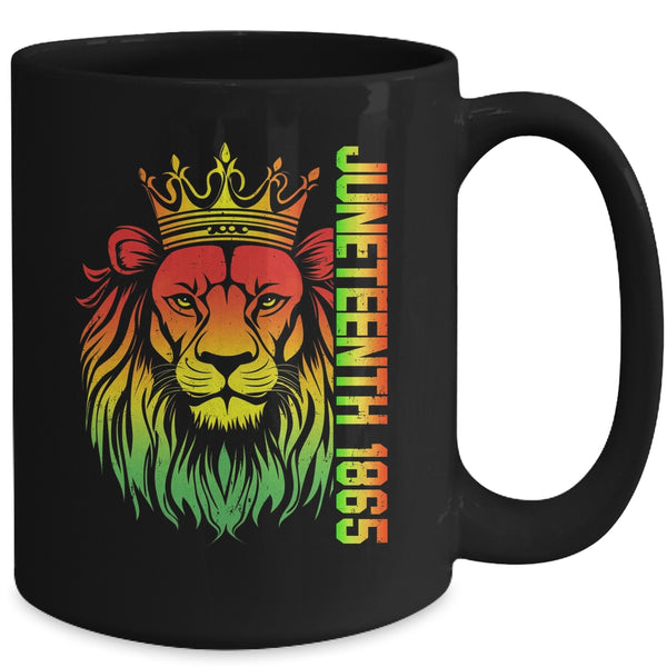 Juneteenth Men Women Celebrate African American Lion 1865 Mug 15oz Mug Black back 600x 1.jpg