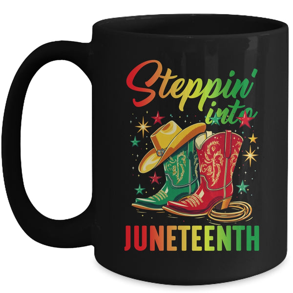 Stepping Into Juneteenth Afro Woman Black Girls Women Mug 15oz Mug Black front 600x 1.jpg