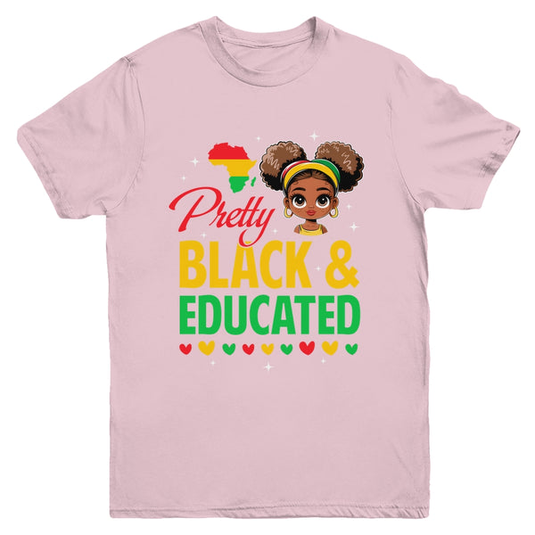 Pretty Black And Educated Girls Black History Kids Girls Youth Shirt Youth T Shirt Light Pink 600x.jpg