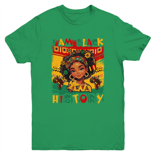 I Am Black History Month Black Melanin Kids Girls African Youth Shirt Youth T Shirt Irish Green 600x.jpg
