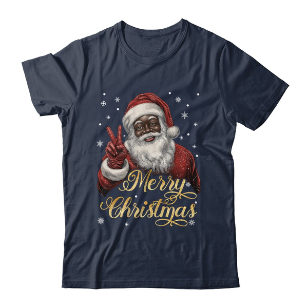 Funny African American Santa Christmas Family Matching Men Shirt Sweatshirt Classic T Shirt Navy 600x.jpg