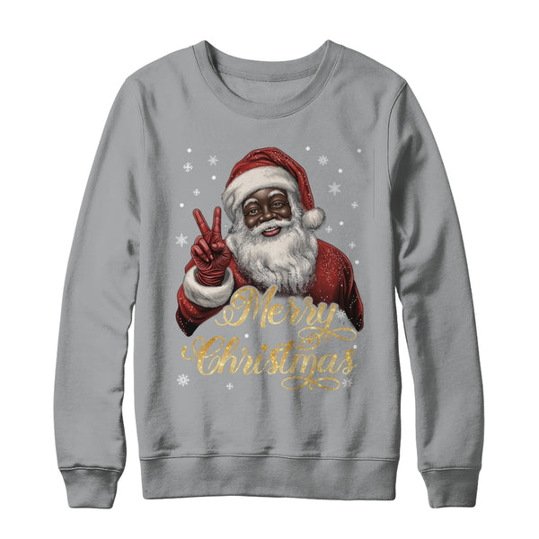 Funny African American Santa Christmas Family Matching Men Shirt Sweatshirt Crewneck Sweatshirt Sport Grey 600x.jpg