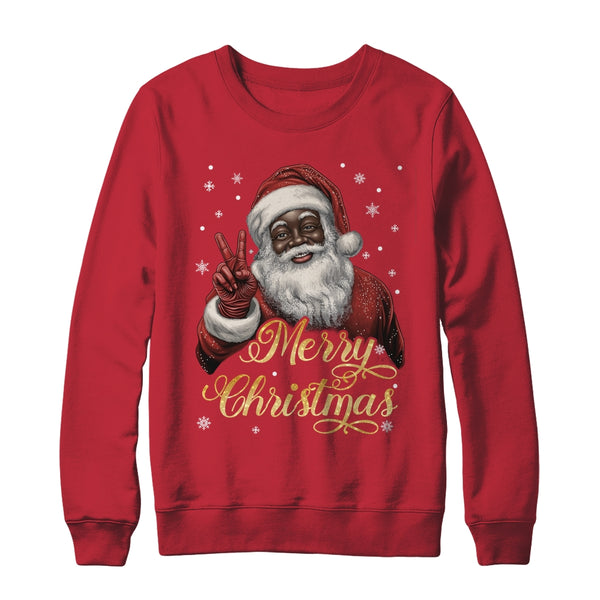 Funny African American Santa Christmas Family Matching Men Shirt Sweatshirt Crewneck Sweatshirt Red 600x.jpg