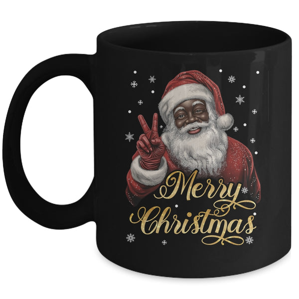 Funny African American Santa Christmas Family Matching Men Mug 11oz Mug Black front 600x.jpg