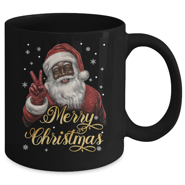 Funny African American Santa Christmas Family Matching Men Mug 11oz Mug Black back 600x.jpg