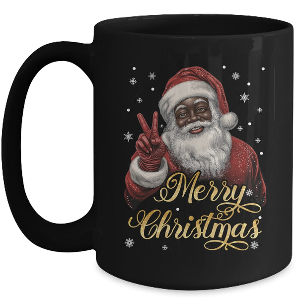Funny African American Santa Christmas Family Matching Men Mug 15oz Mug Black front 600x.jpg