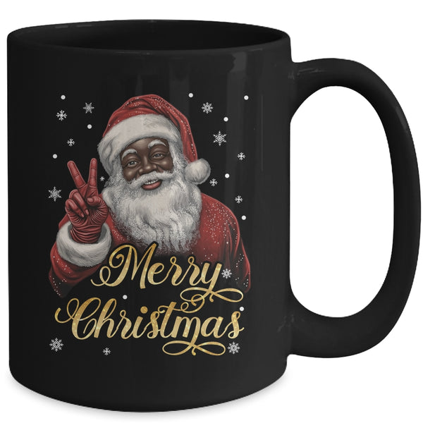 Funny African American Santa Christmas Family Matching Men Mug 15oz Mug Black back 600x.jpg