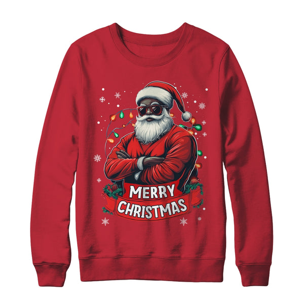African American Santa Merry Christmas Retro Black X mas Shirt Sweatshirt Crewneck Sweatshirt Red 600x.jpg
