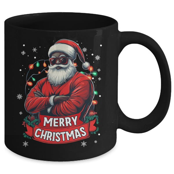 African American Santa Merry Christmas Retro Black X mas Mug 11oz Mug Black back 600x.jpg
