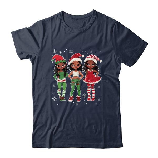 Merry Christmas Black Afro African Santa Hat ELF Melanin Shirt Sweatshirt Classic T Shirt Navy 600x.jpg