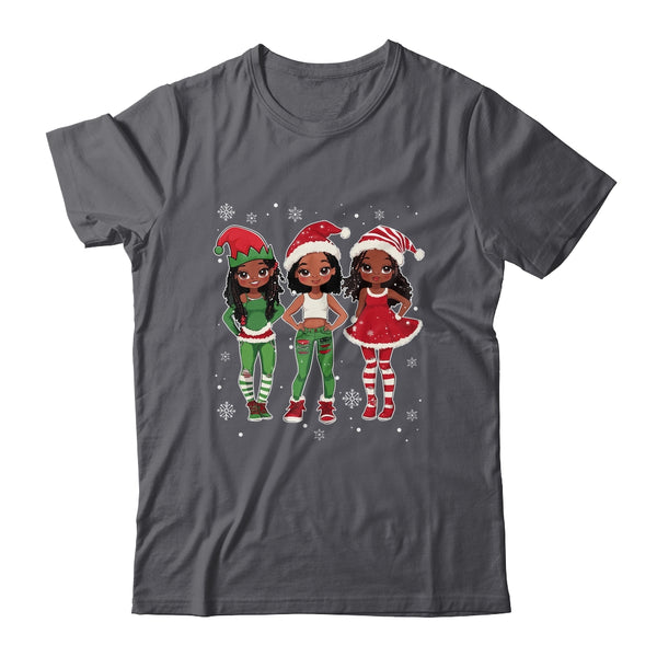 Merry Christmas Black Afro African Santa Hat ELF Melanin Shirt Sweatshirt Classic T Shirt Dark Heather 600x.jpg