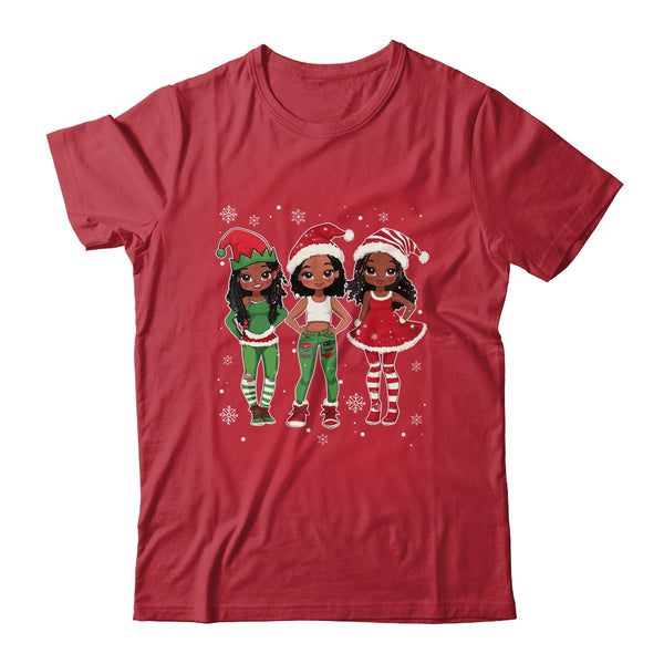 Merry Christmas Black Afro African Santa Hat ELF Melanin Shirt Sweatshirt Classic T Shirt Red 600x.jpg